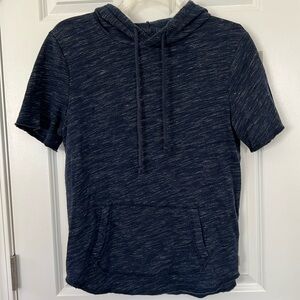Hollister Sweatshirt Blue Pullover Hoodie Sweatshirt Short Sleeve - Size Med